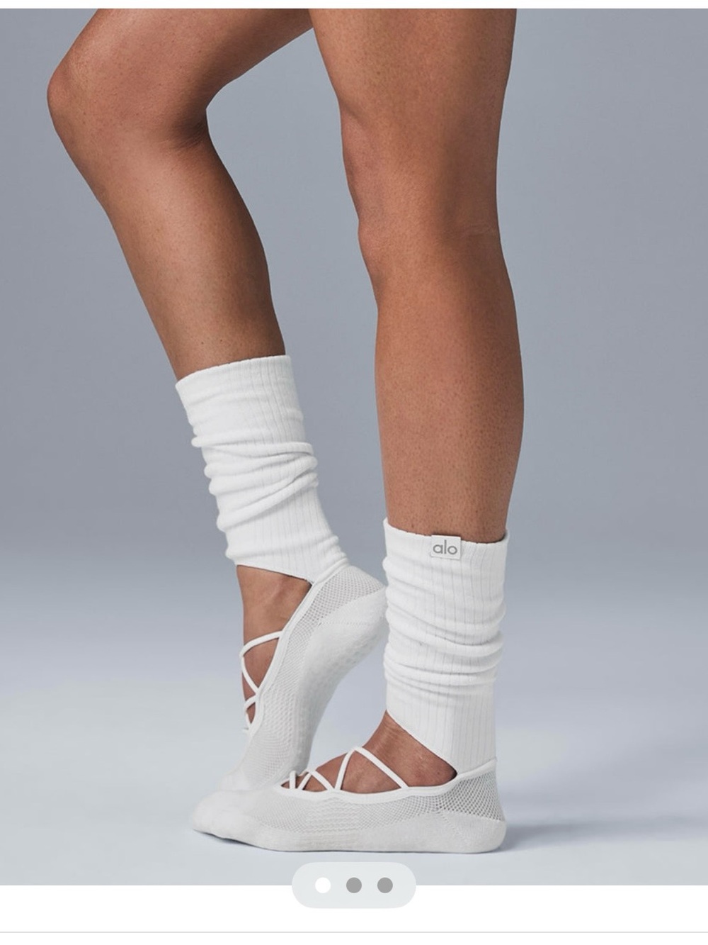 ALO Yoga Women's White Strappy Siren Grip Socks